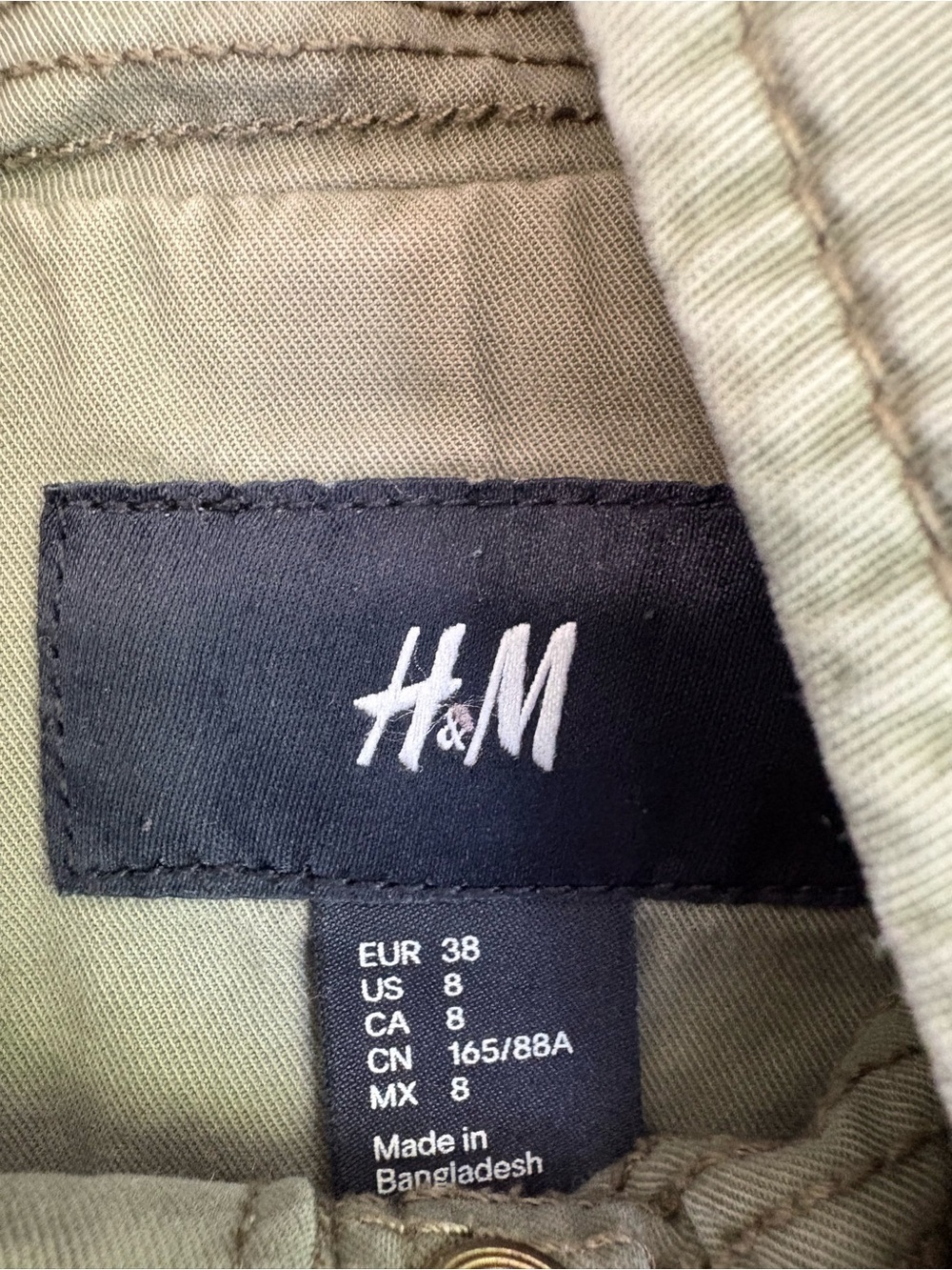 H&M Women’s Olive Utility Military Style Cotton Jacket Field Coat Sz 8 - Picture 2 of 8
